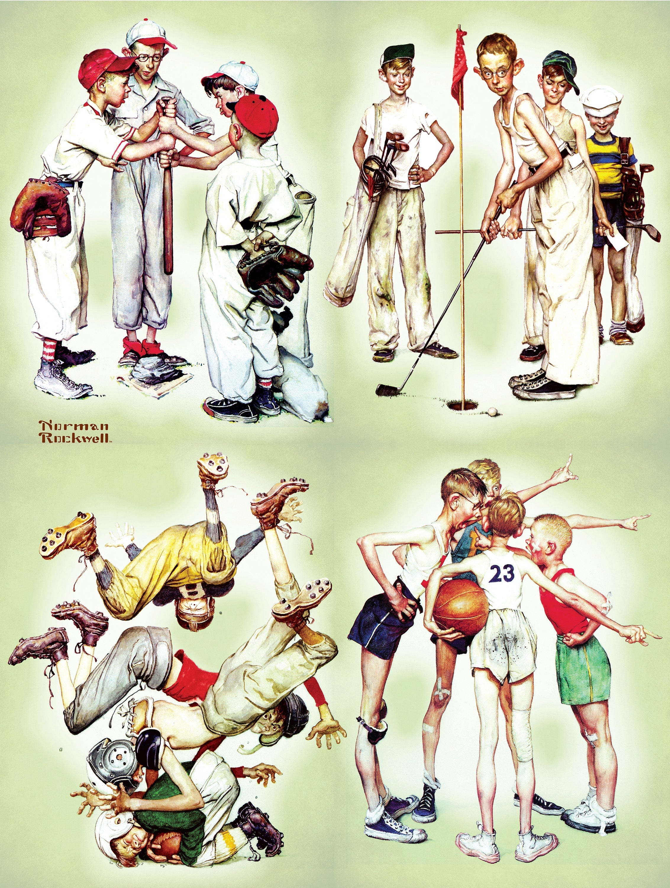 PFG Four Sporting Boys, Norman Rockwell (550pcs) (Usage/Used - PUZZLES FOR GOOD)