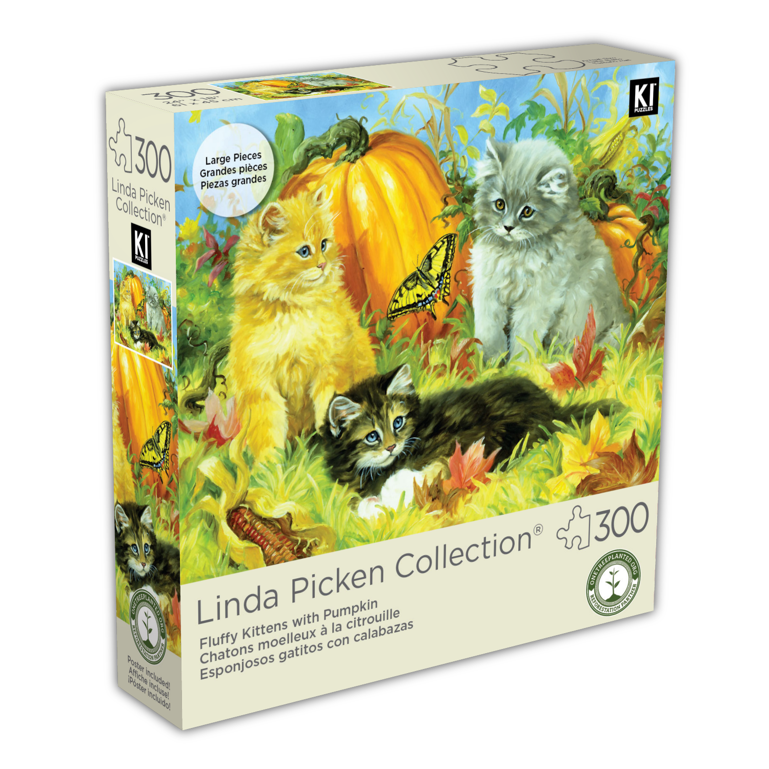 Linda Picken Collection - Fluffy Kittens with Pumpkin (300pcs)