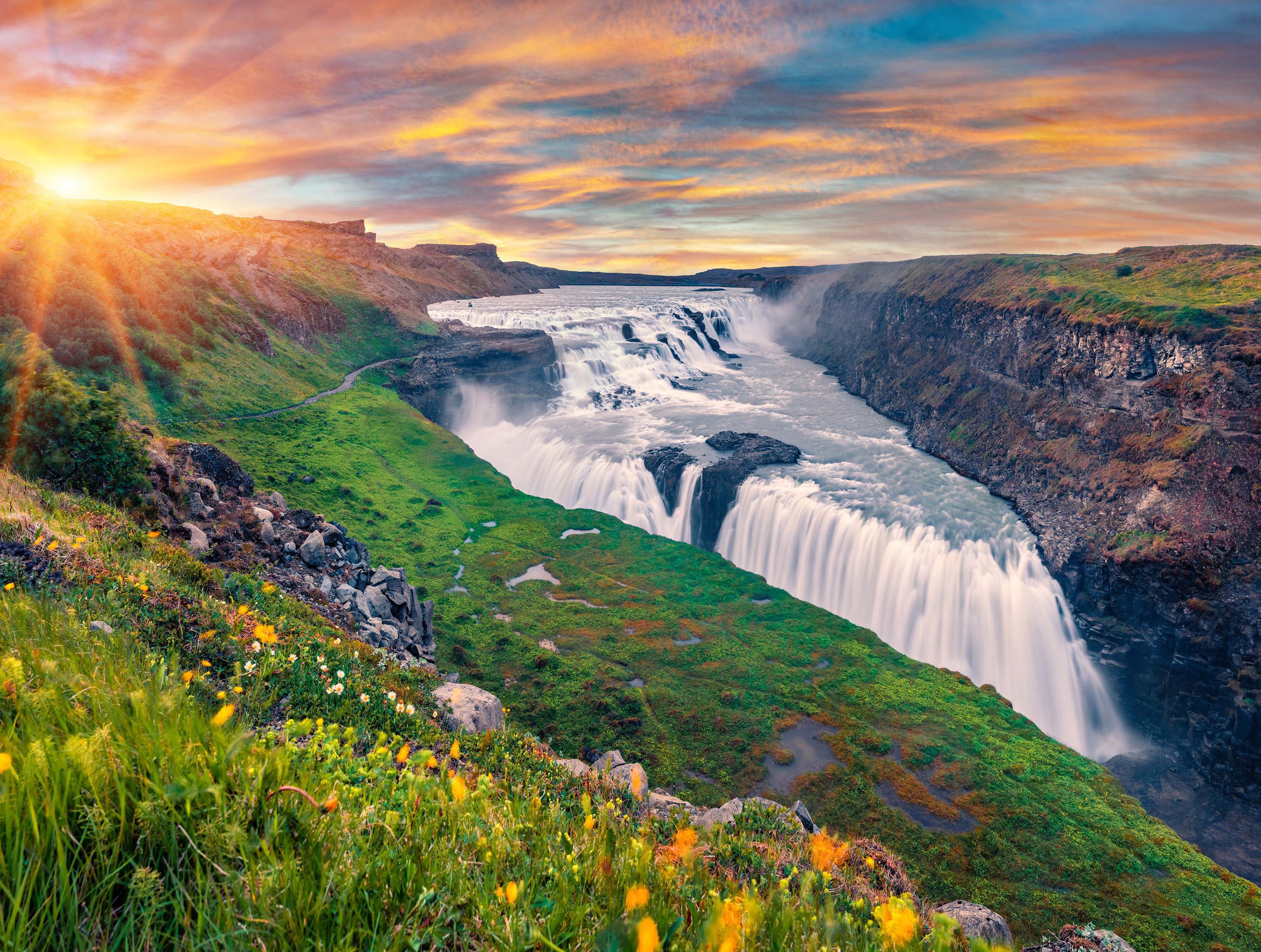 Collection PFG Poste-Carte - Gullfoss Waterfall, Islande (550pcs) (utilisation / utilisée - Puzzles pour de bon)