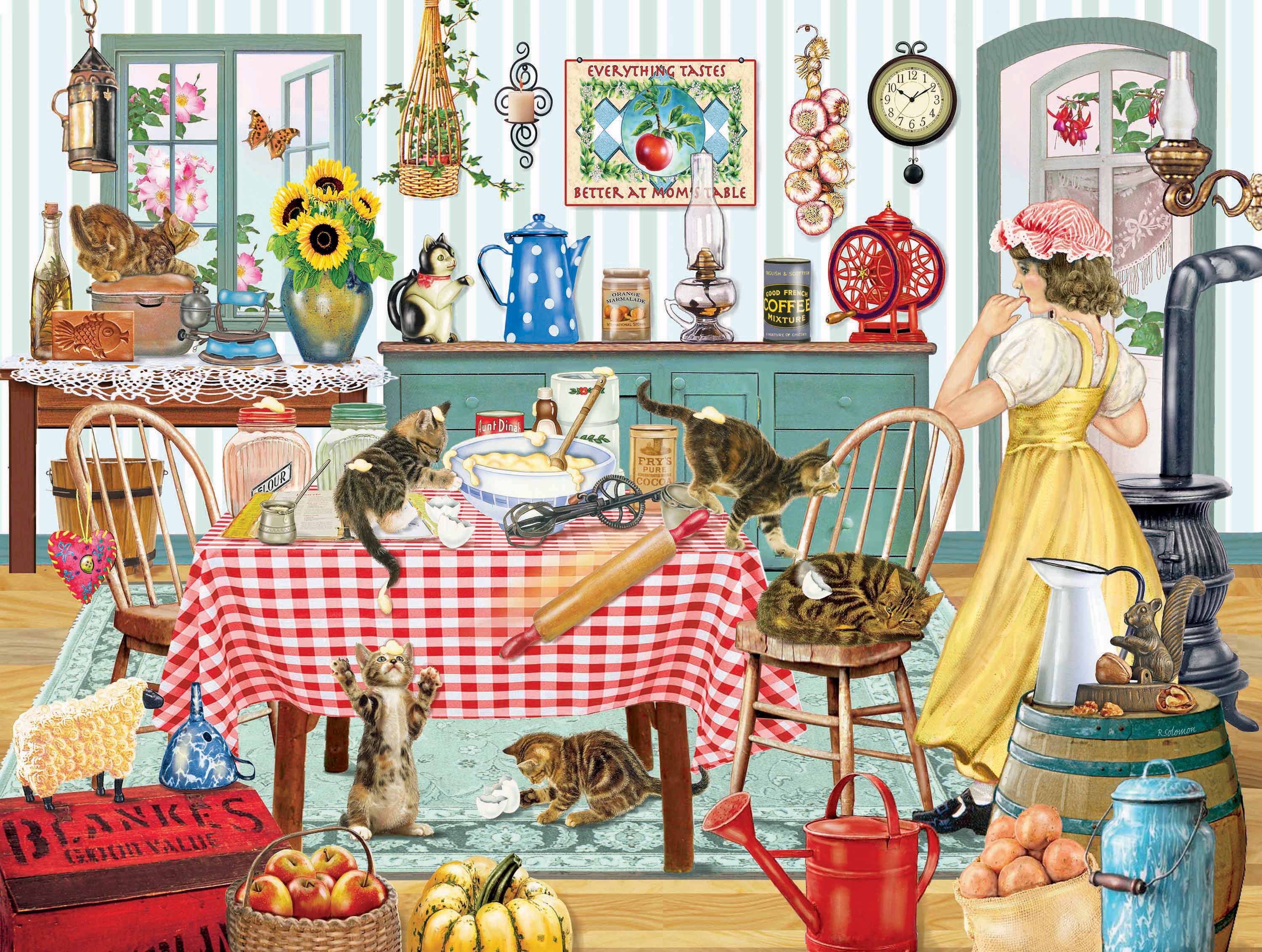 PFG Country Collection - Kittens In The Kitchen, Rosiland Solomon (750pcs) (Usage/Used - PUZZLES FOR GOOD)