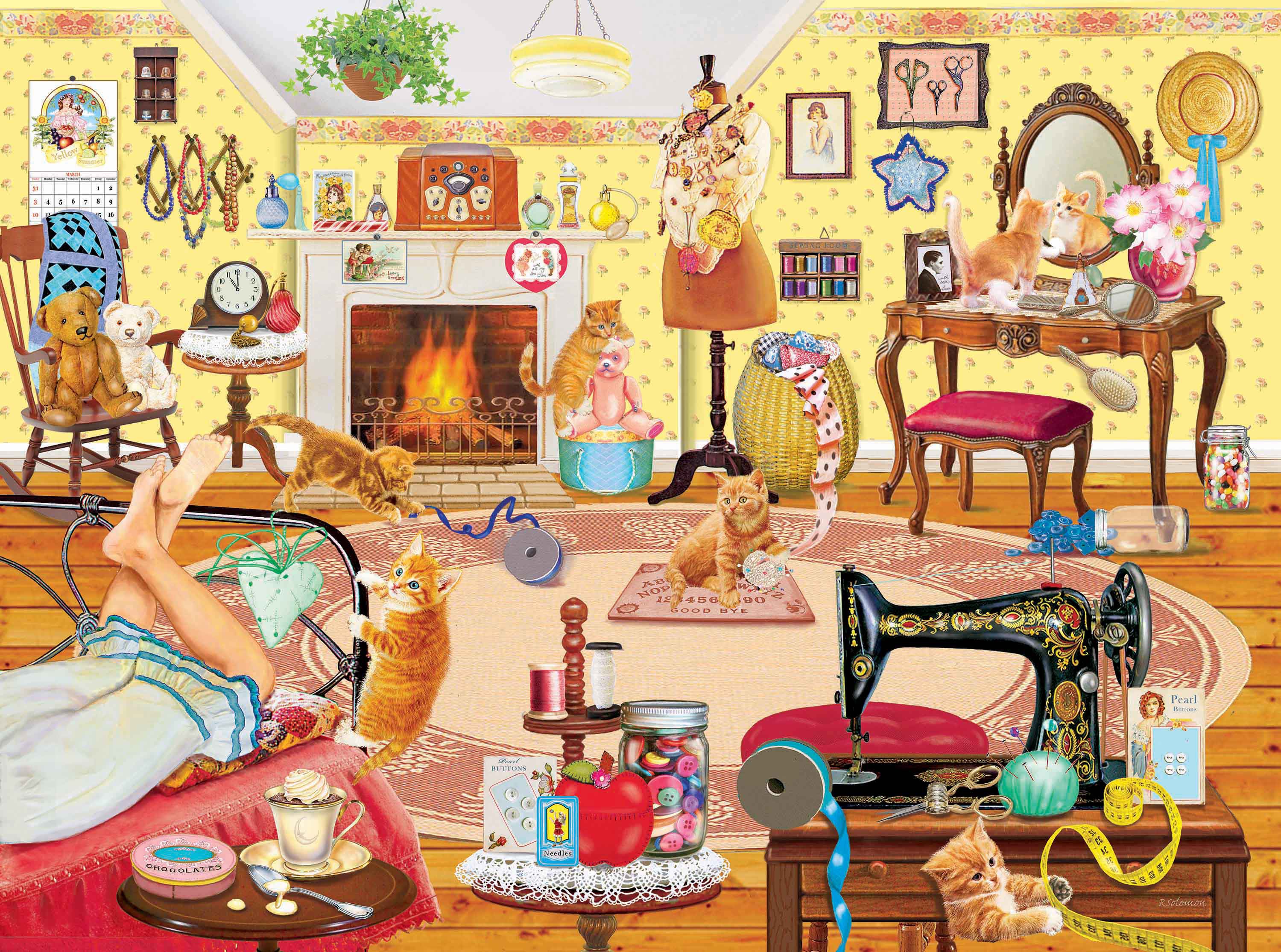 PFG Country Collection - Kittens Visit Betsy's Room, Rosiland Solomon (750pcs) (Usage/Used - PUZZLES FOR GOOD)