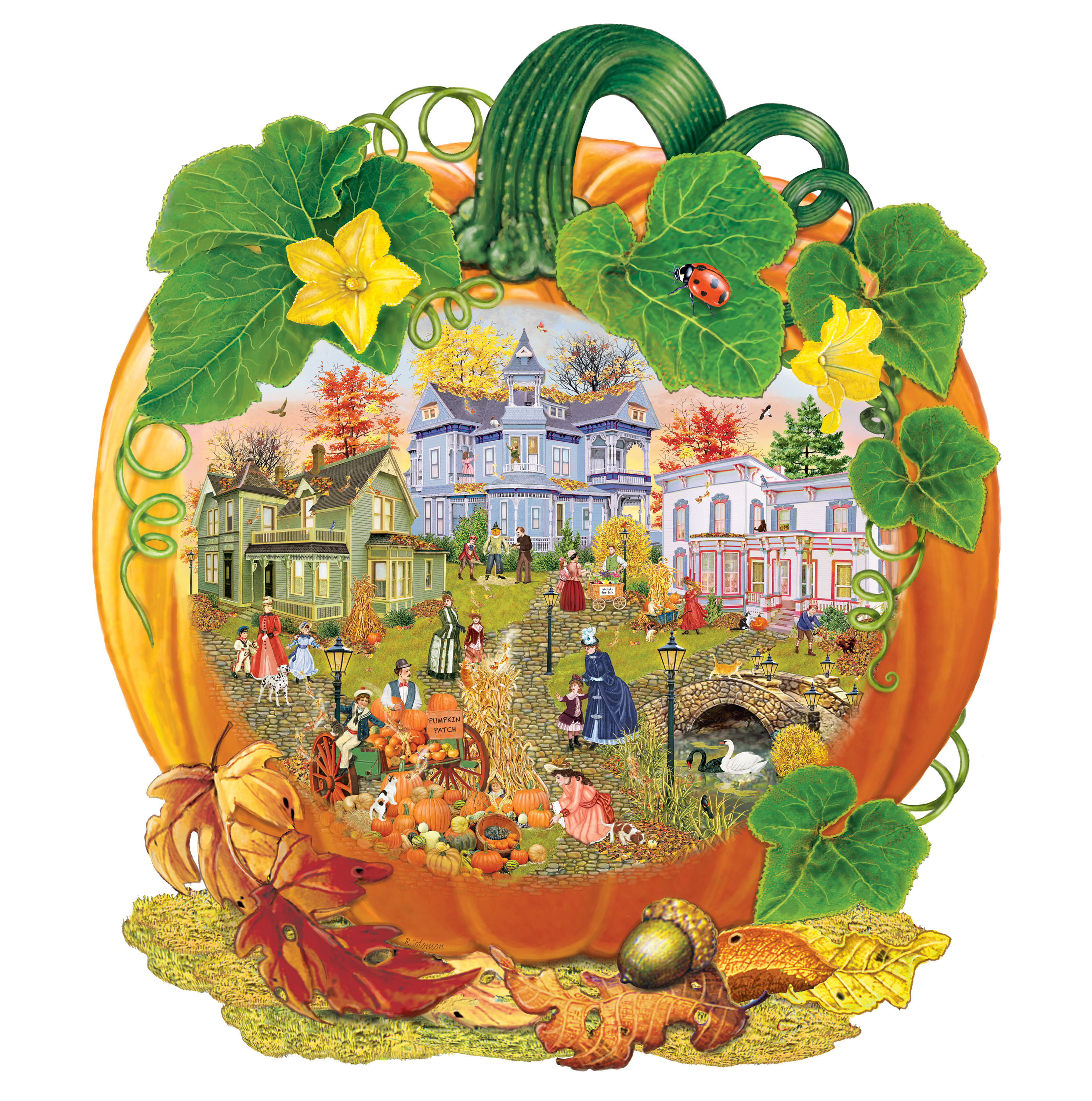 PFG Victorian Pumpkin, Rosiland Solomon (SHAPED) (300pcs) (Usage/Used - PUZZLES FOR GOOD)
