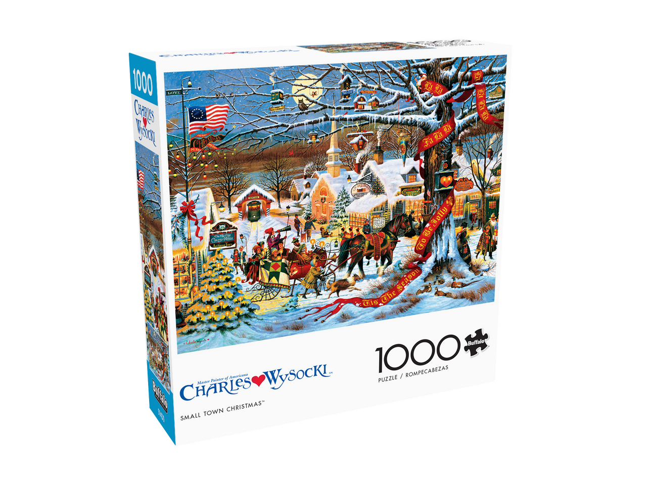 PFG Small Town Christmas, Charles Wysocki (1000pcs) (Usage/Used - PUZZLES FOR GOOD)
