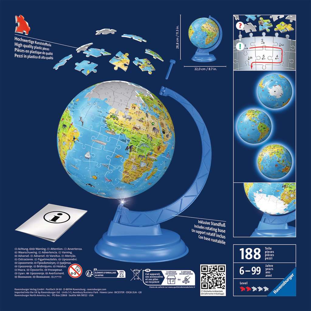 Ravensburger Children's Globe Night Edition FR (Puzzle 3D)