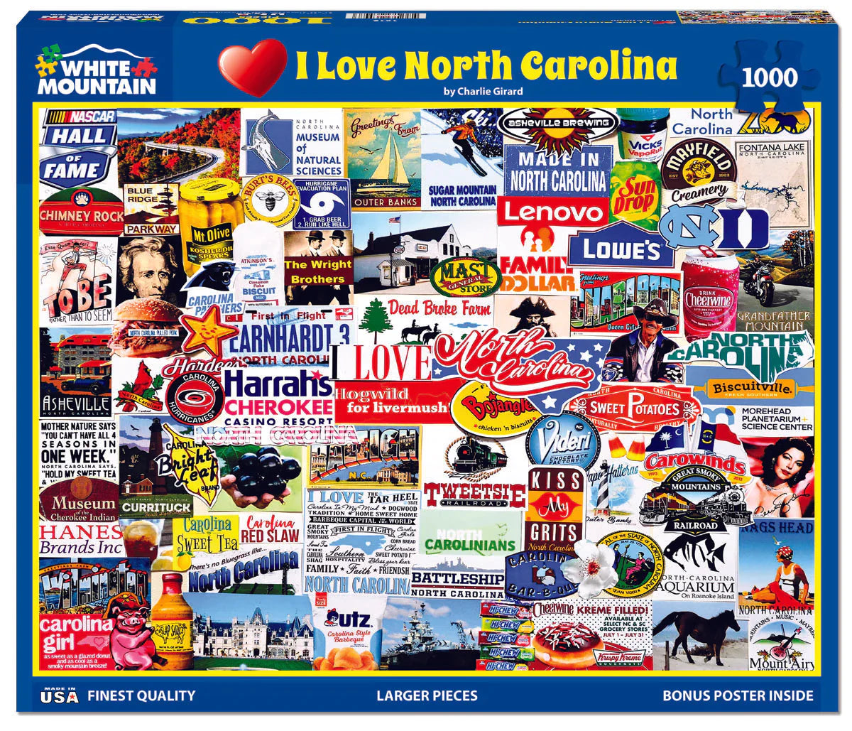 PFG I Love North Carolina, Charlie Girard (Usage/Used - PUZZLES FOR GOOD)