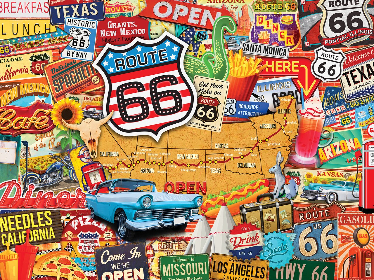 PFG Travel Collage - Route 66 (Usage/Used - PUZZLES FOR GOOD)