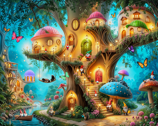 Village des maisons dans les arbres des gnomes (500 pièces)