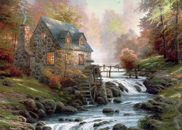 Moulin à pavés PFG, Thomas Kinkade (utilisation / utilisée - puzzles pour de bon)