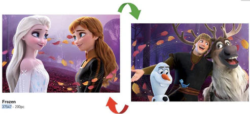 3D/2D - La Reine des Neiges - Elsa et Anna (Recto-verso) (200 pièces) 