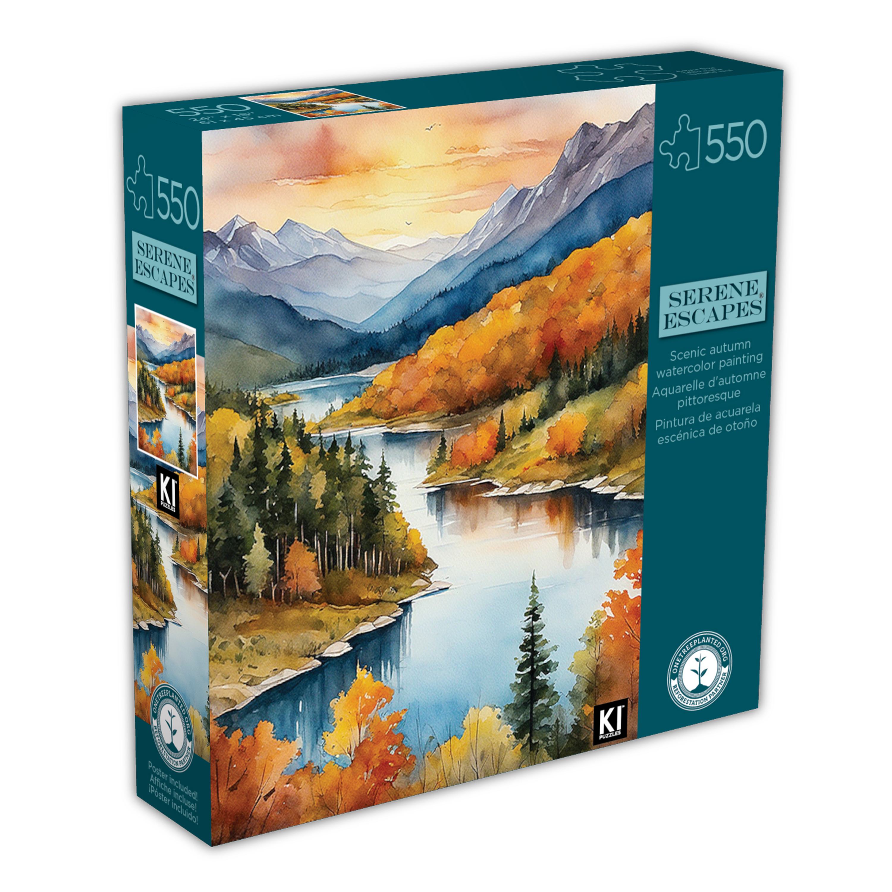 Serene Escapes - Scenic Autumn Watercolor Painting (550pcs)