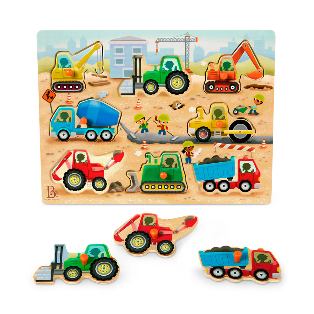 Peek & Explore - Construction Trucks (Peg Puzzle)