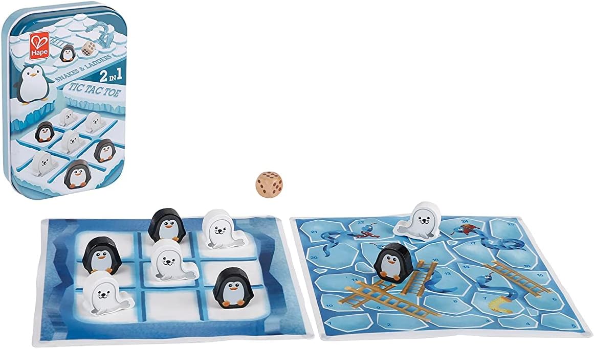 2-in-1 Game - Snakes & Ladders/Tic Tac Toe Magnetic Tin