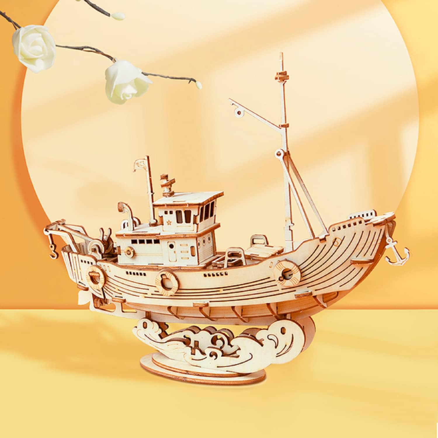 Modèle de navire de pêche 3D (bois)