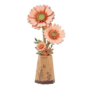 3D Wood Light Orange Gerbera Daisy - Sunshine & Joy (105pcs)