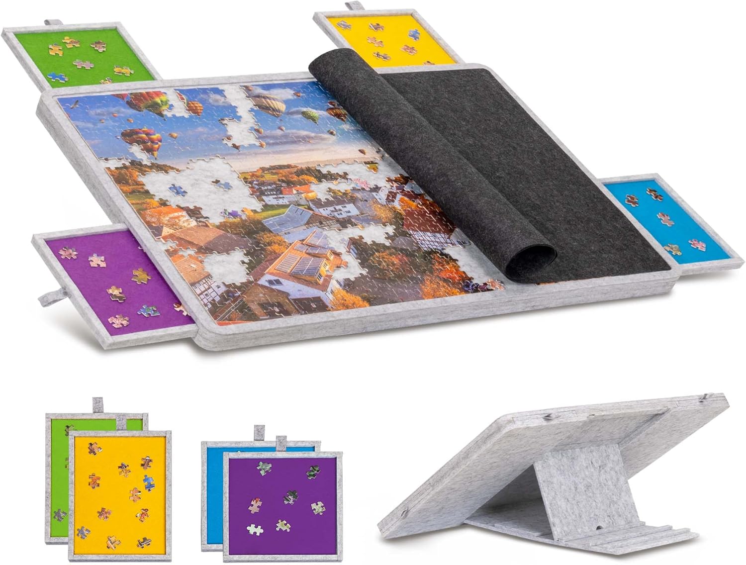1000pcs Tilting Puzzle Board with 4 Colorful Drawers & Cover