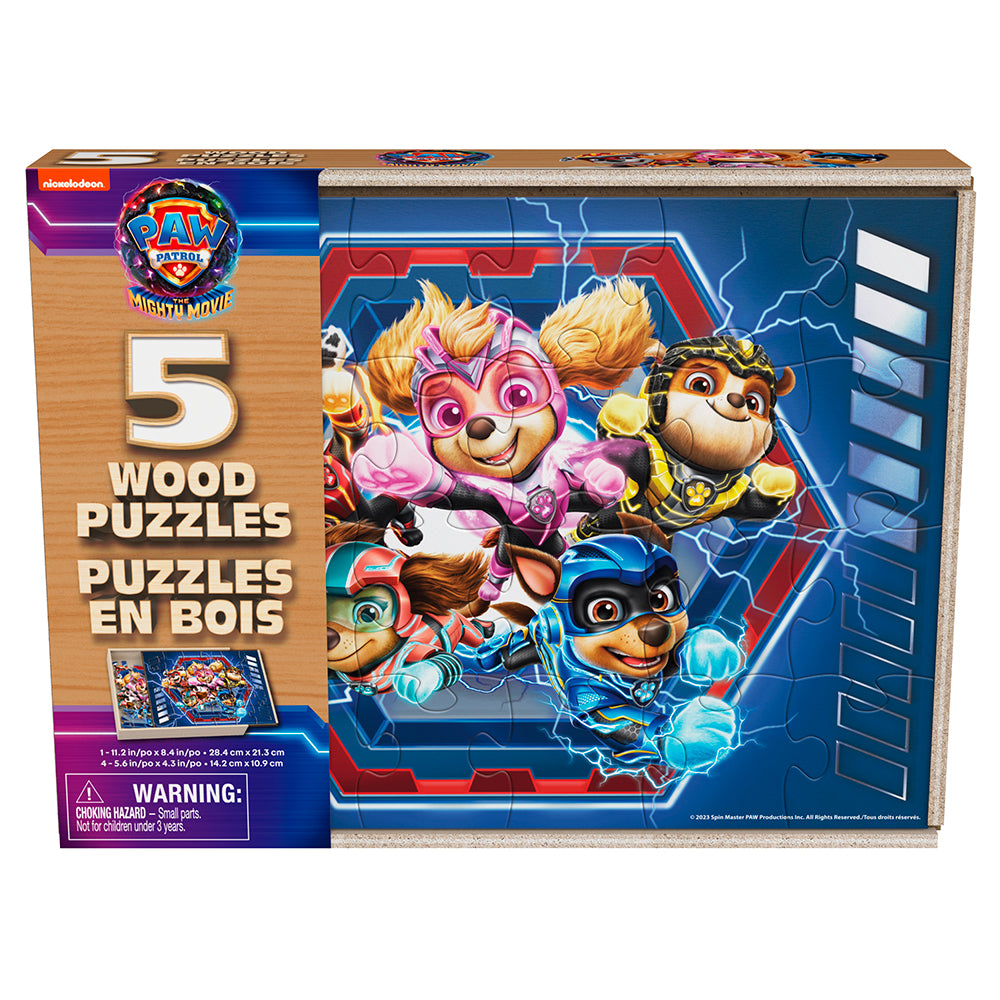 Paw Patrol Movie 2, 5-en-1 Puzzles en bois