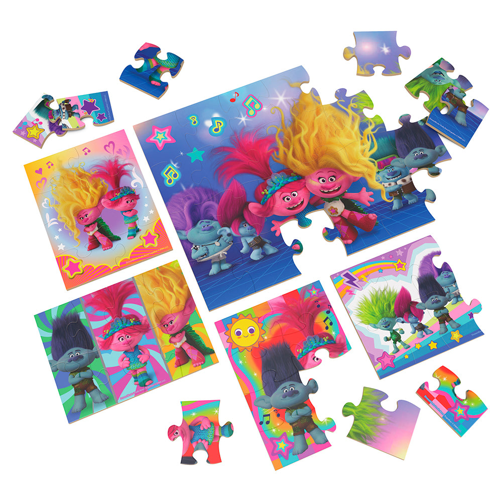Trolls 5 en 1 puzzles en bois