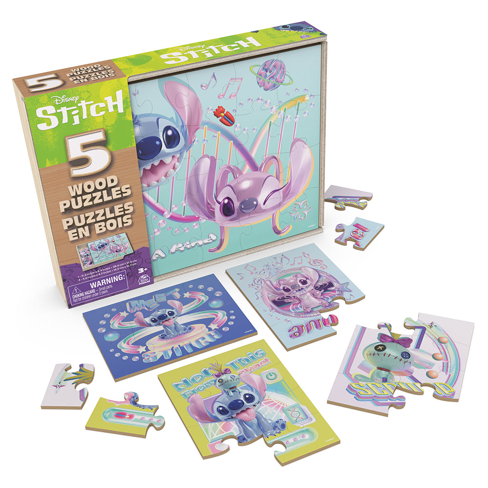 Disney Stitch 5-en-1 Puzzles en bois