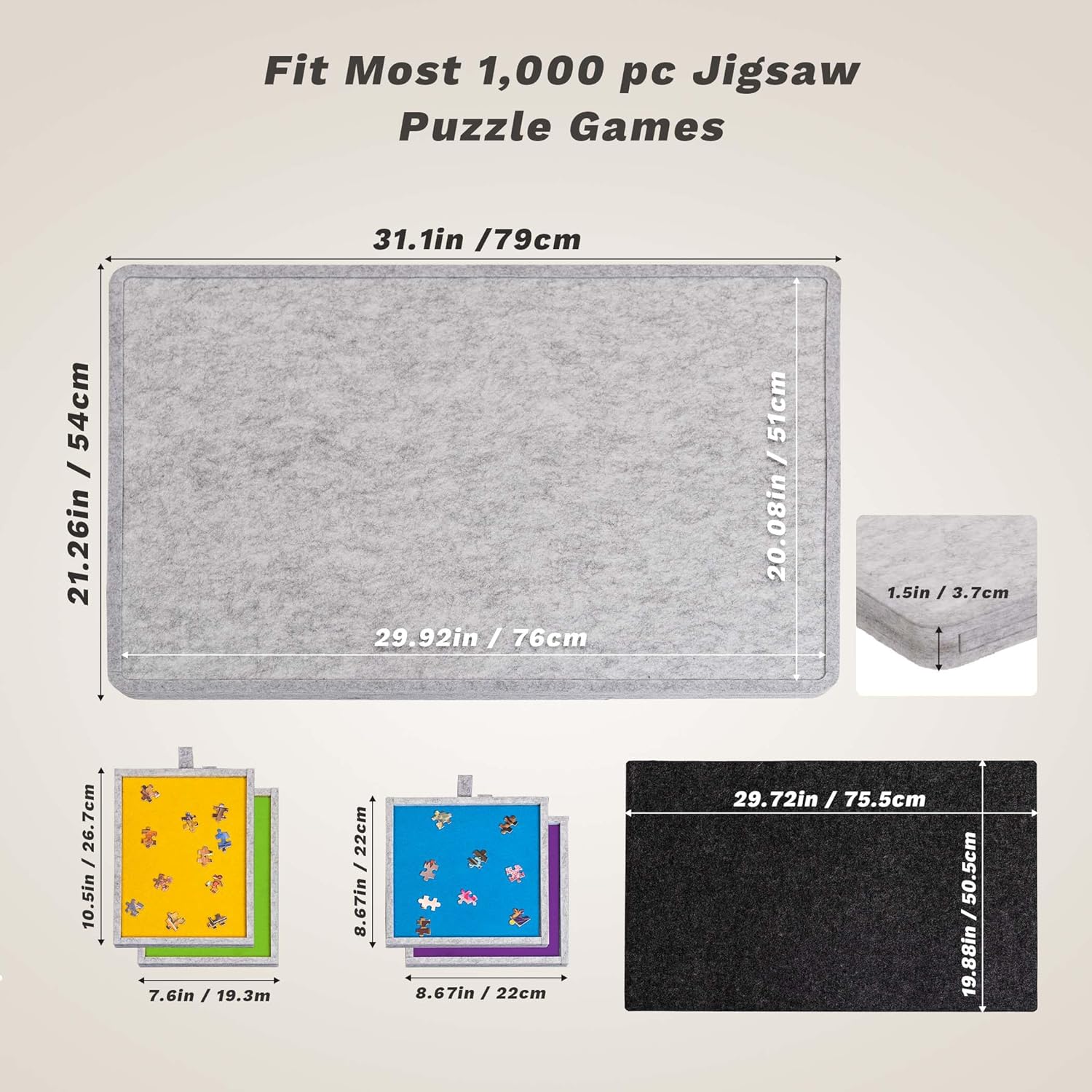 1000pcs Tilting Puzzle Board with 4 Colorful Drawers & Cover