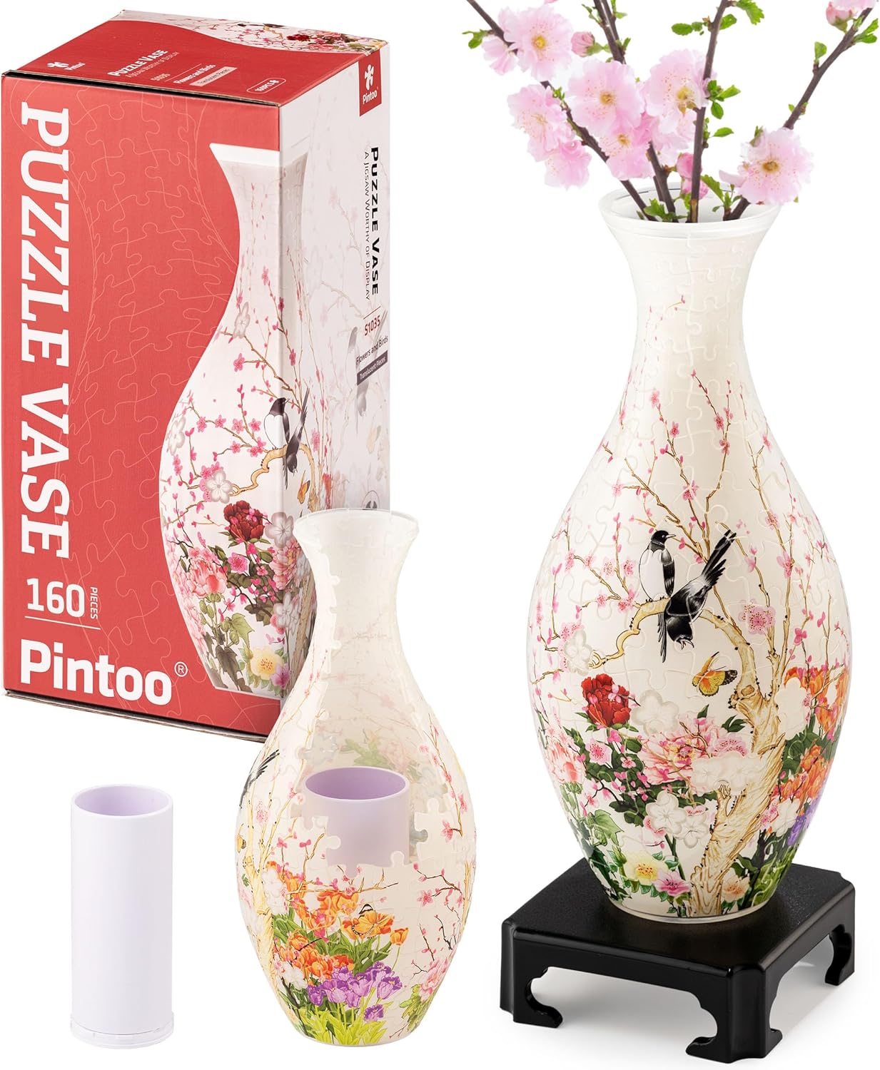 Vase puzzle 3D - Fleurs et oiseaux