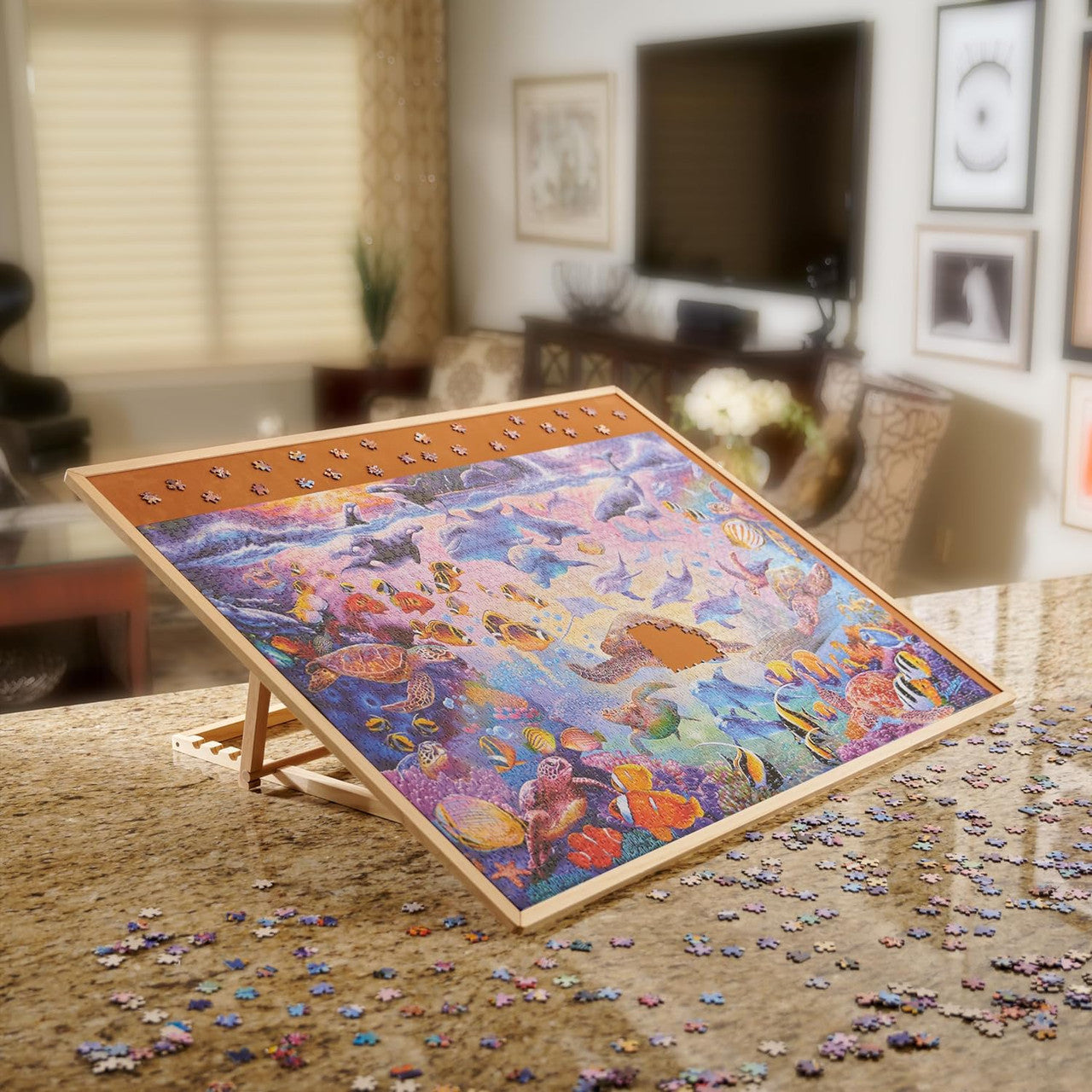 Planche de puzzle de chevalet en bois pré-assemblé