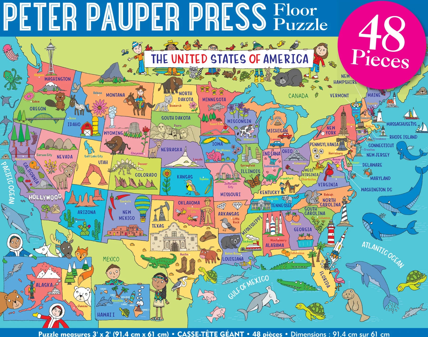 USA Map Floor Puzzle (48pcs)