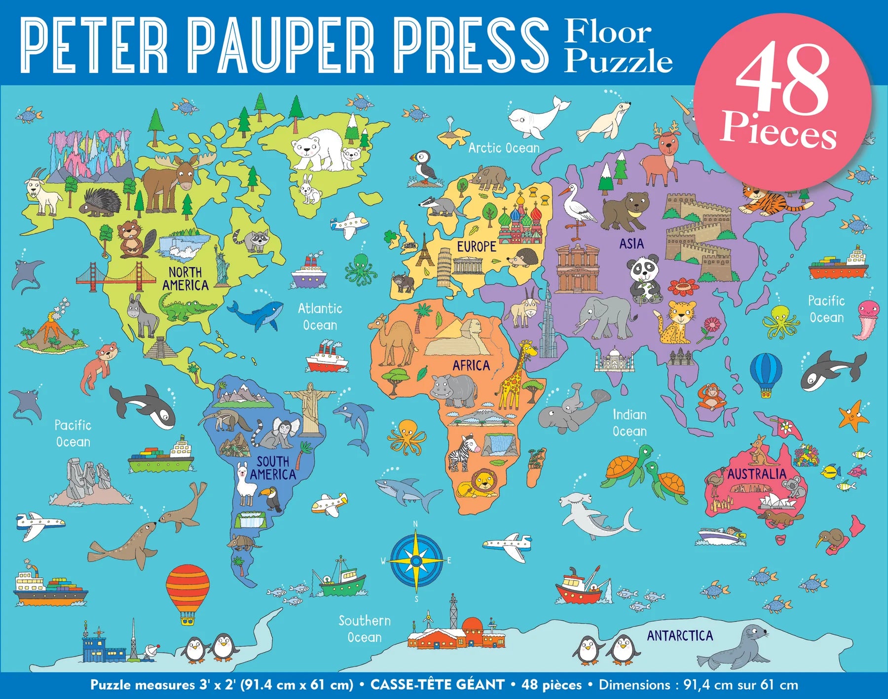 World Map Floor Puzzle (48pcs)