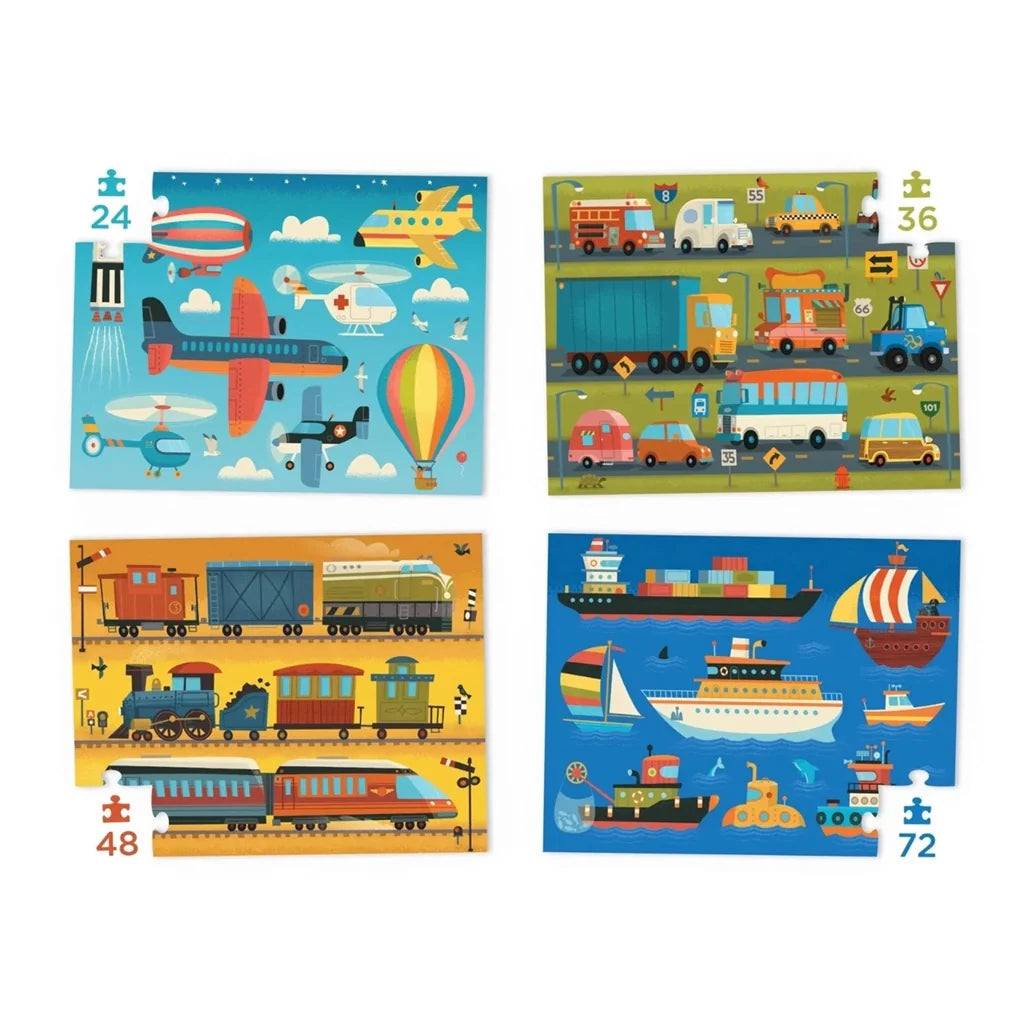 Vehicles - Four Puzzles to Grow on (24/36/48/72pcs)