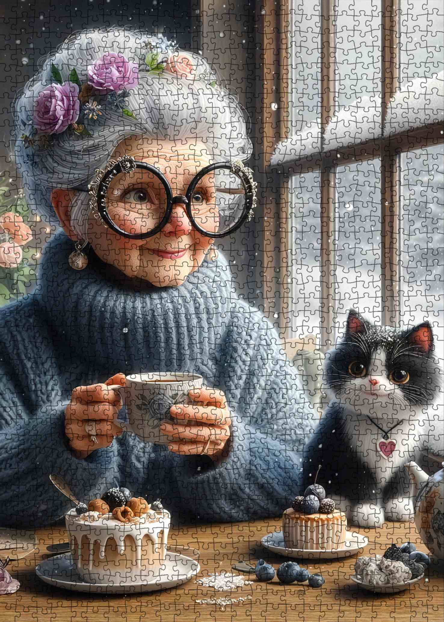 Seniors espiègles - L'heure du thé d'hiver de Grand-mère (1000 pièces)