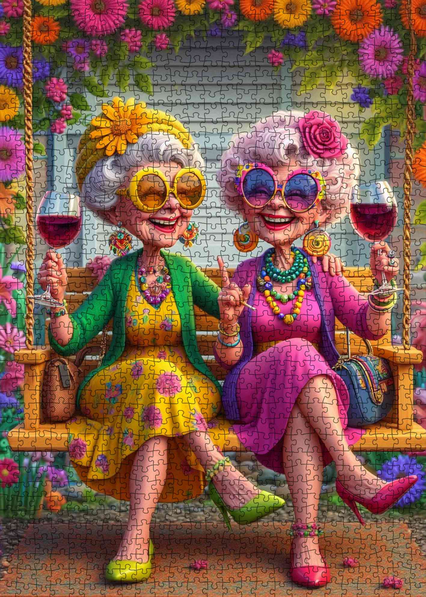 Seniors Enjoués - Amies Grand-mères à l'Heure de l'Apéro (1000 pièces)