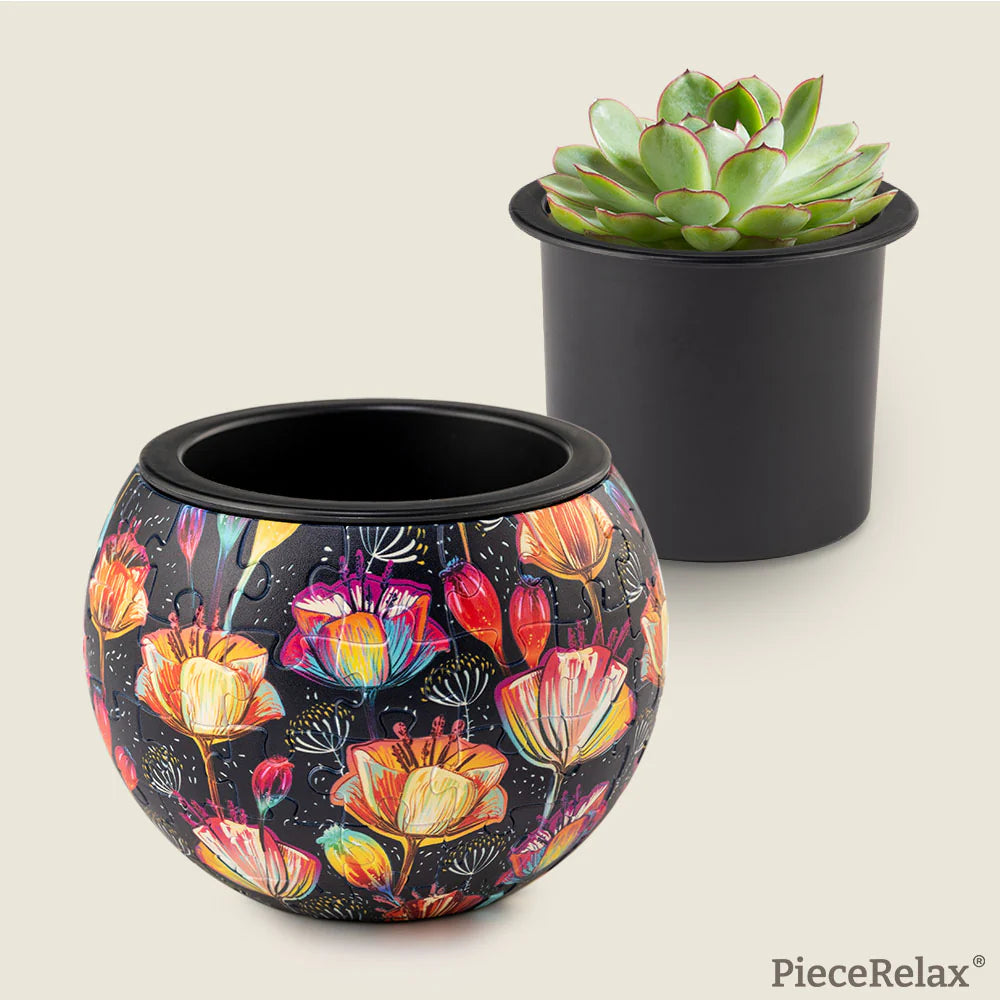 Pot de fleurs puzzle 3D - Coquelicots colorés