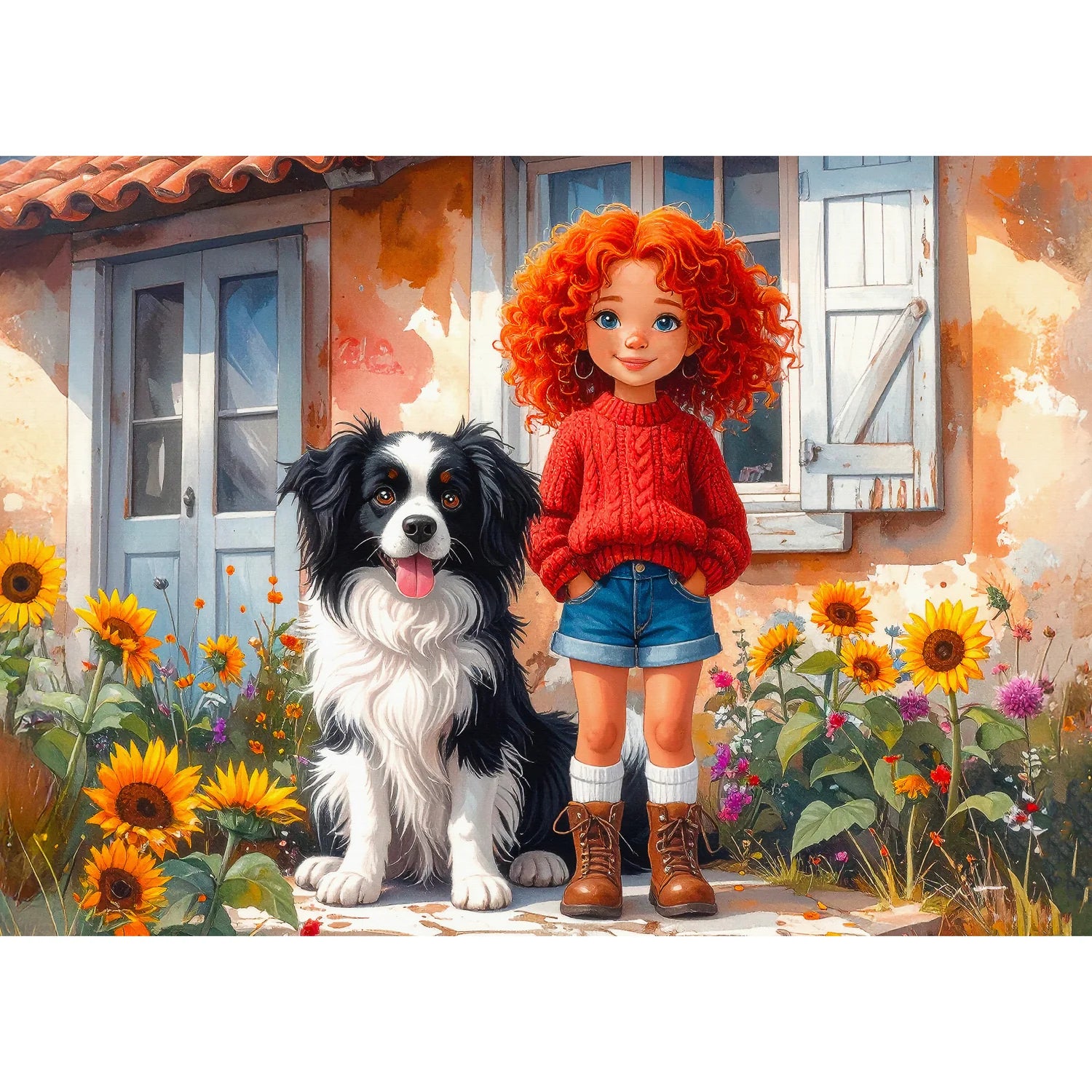 Red Curls and Paws (1000pcs)