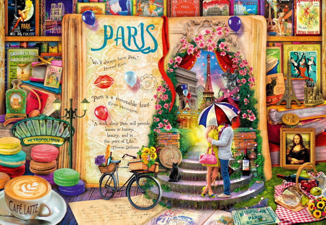 PFG Life is an Open Book Paris, Aimee Stewart (1000pcs) (Usage/Used - PUZZLES FOR GOOD)