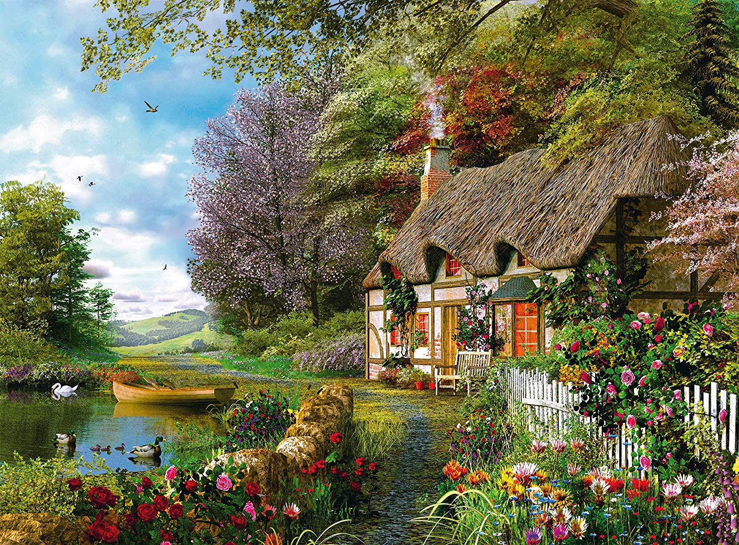 PFG Ravensburger Country Cottage, Dominic Davison (1500pcs) (Usage/Used - PUZZLES FOR GOOD)