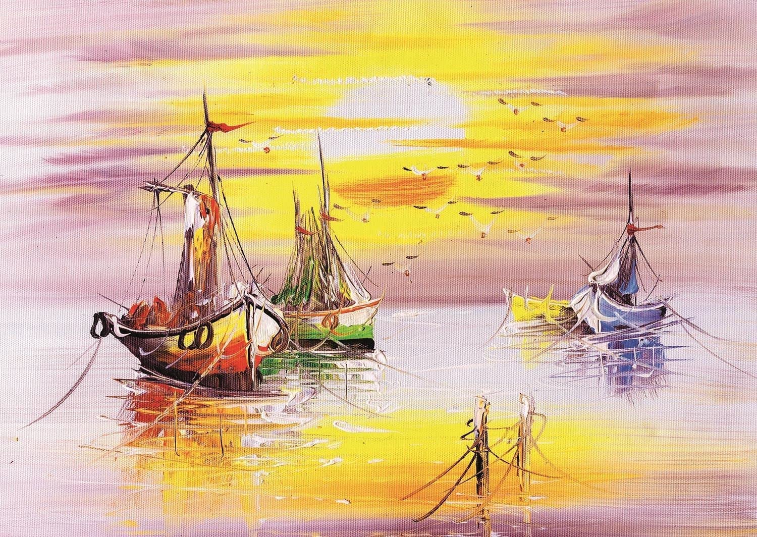 Coucher de soleil et bateaux (1500pcs)