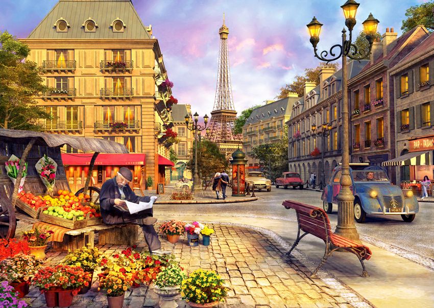 PFG Paris Street Life, Dominic Davison (1500pcs) (Usage/Used - PUZZLES FOR GOOD)