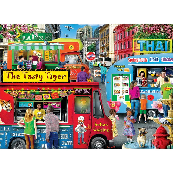 PFG Food Truck Round-up - Block Party, Karen Burke (1000pcs) (Usage/Used - PUZZLES FOR GOOD)