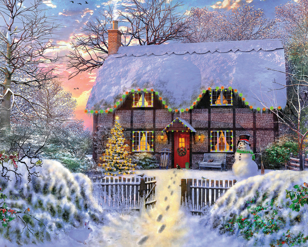 PFG Yulétide Cottage, Dominic Davison (1000pcs) (utilisation / utilisée - puzzles pour de bon)