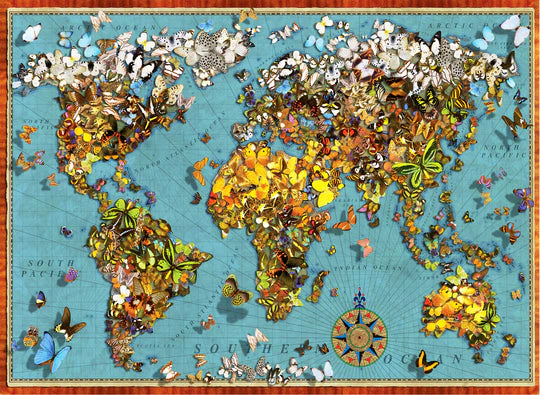 Carte du monde des papillons, Garry Walton (1000pcs)