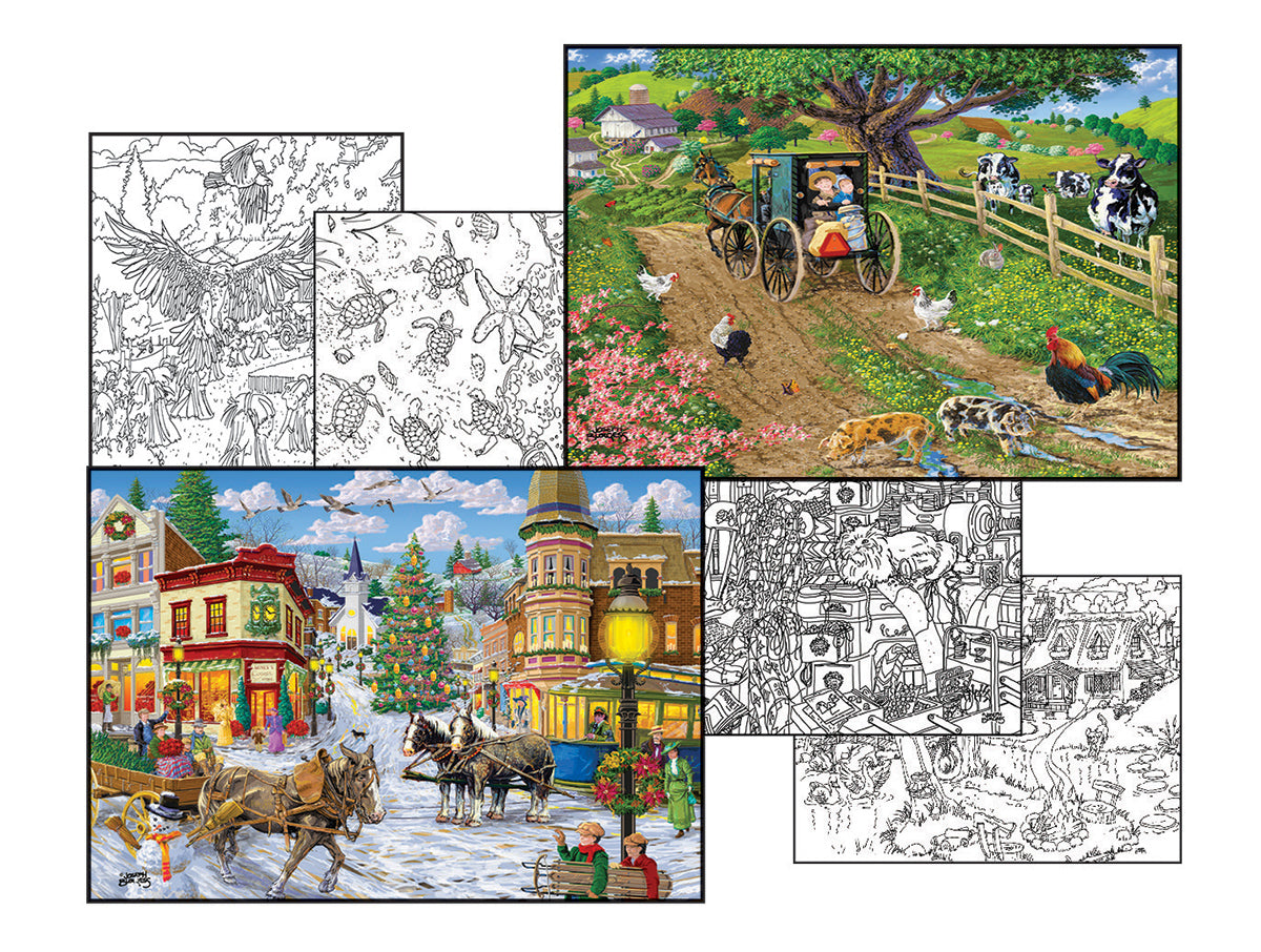 A Peaceful Ride + Agnes' Corner Shop, Joseph Burgess (2 Puzzles + 4 Coloring Pages)