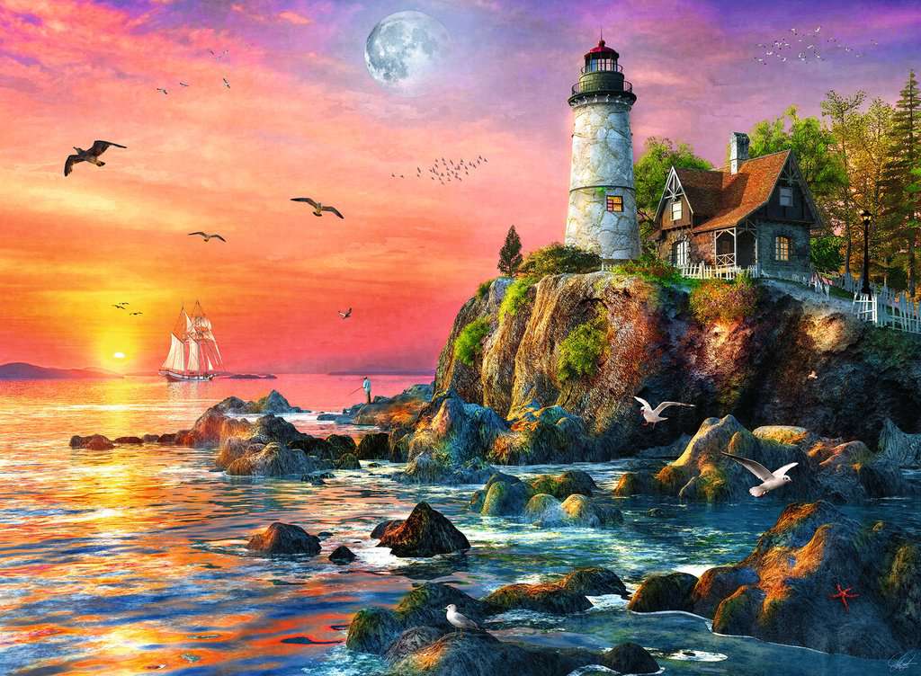 Lighthouse de Ravensburger au coucher du soleil (500pcs)