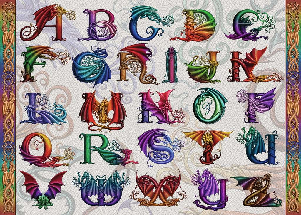 PFG Ravensburger Dragon Alphabet, Sue Ellen Brown (1000pcs) (Usage/Used - PUZZLES FOR GOOD)