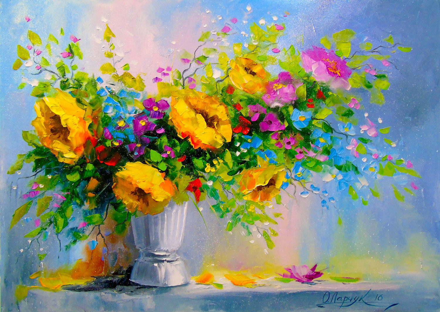 Bouquet avec des fleurs jaunes (1000 pc)