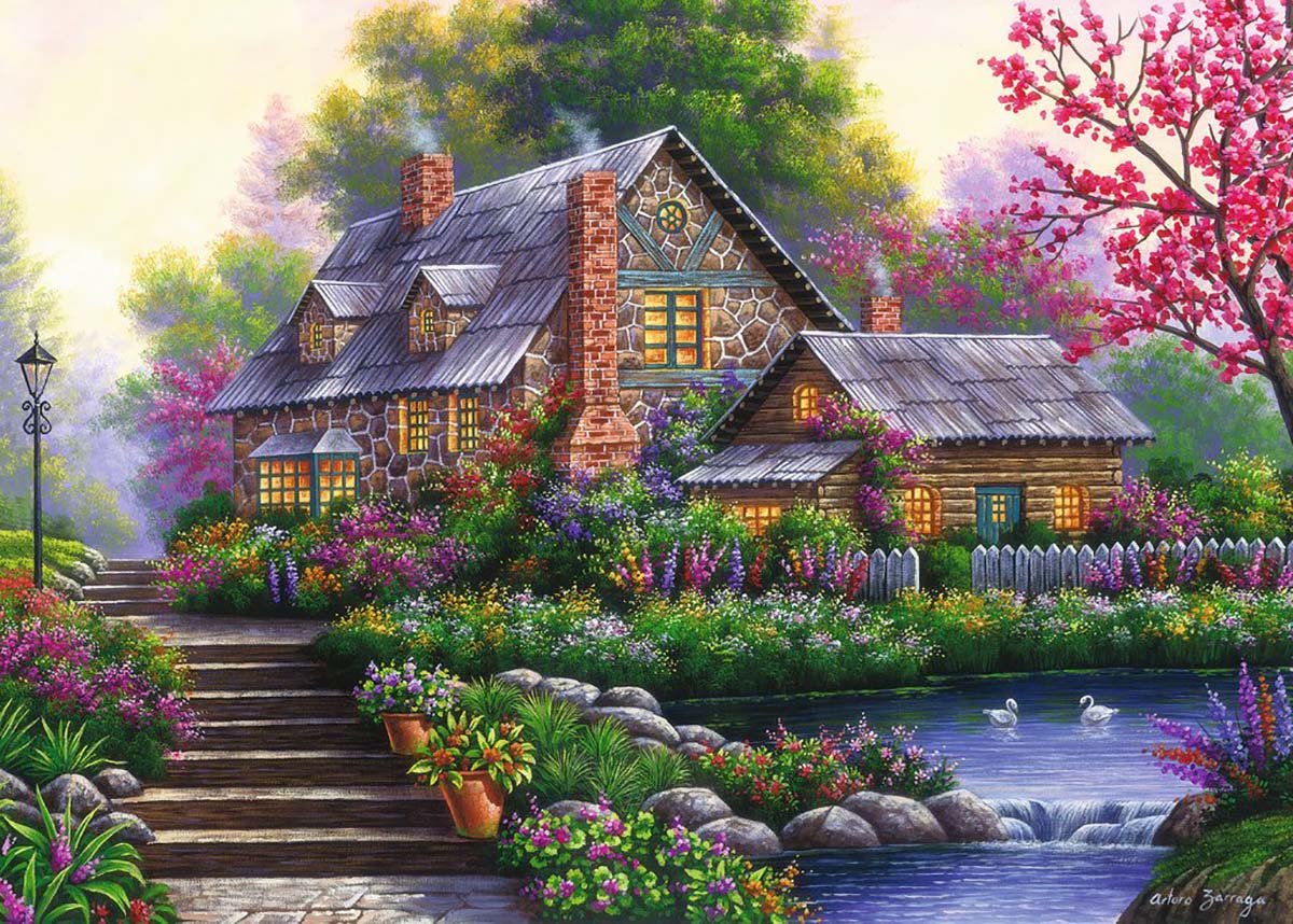 PFG Ravensburger Romantic Cottage (Cottage Romantique) (Usage/Used - PUZZLES FOR GOOD)
