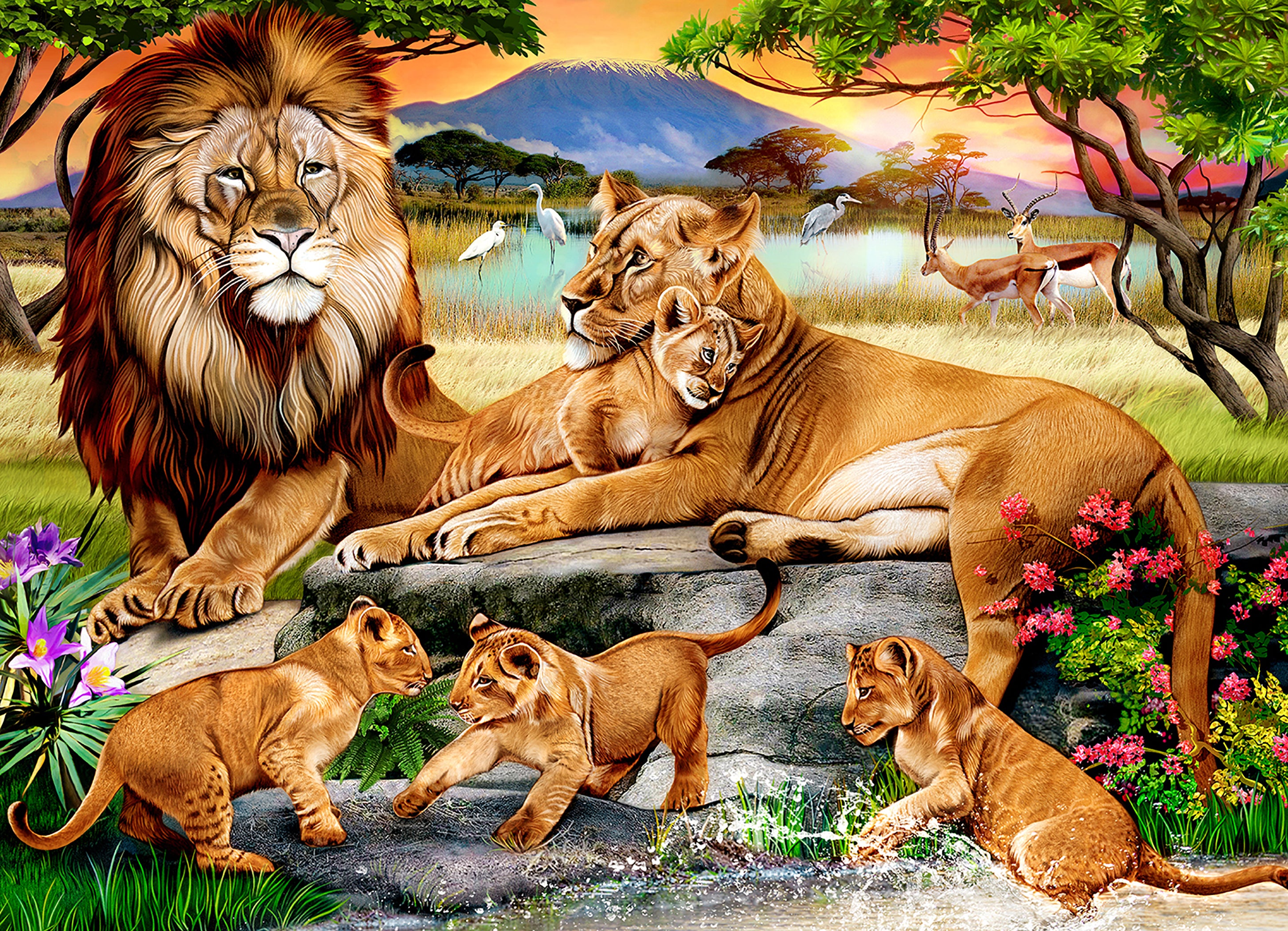 La famille de Lion dans la savane (1000pcs)
