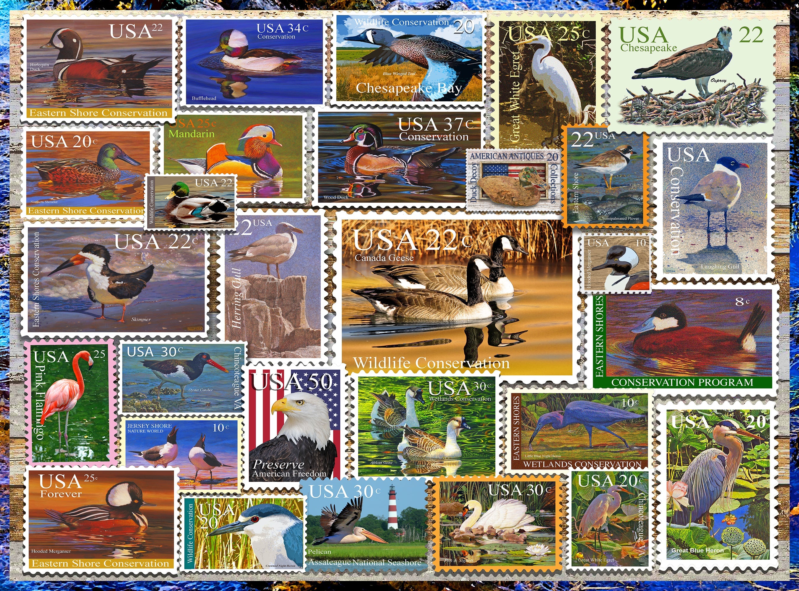 PFG Birds of Our Shores Stamps (1000pcs) (utilisation / utilisée - puzzles pour de bon)