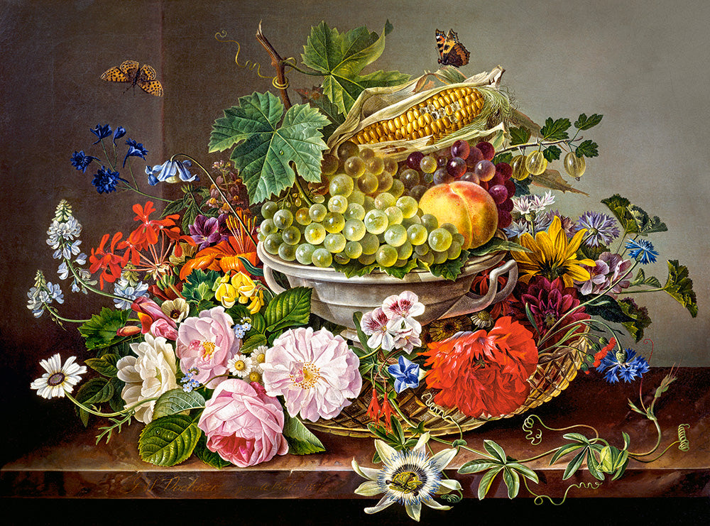 Still Life with Flowers and Fruit Basket (2000pcs)