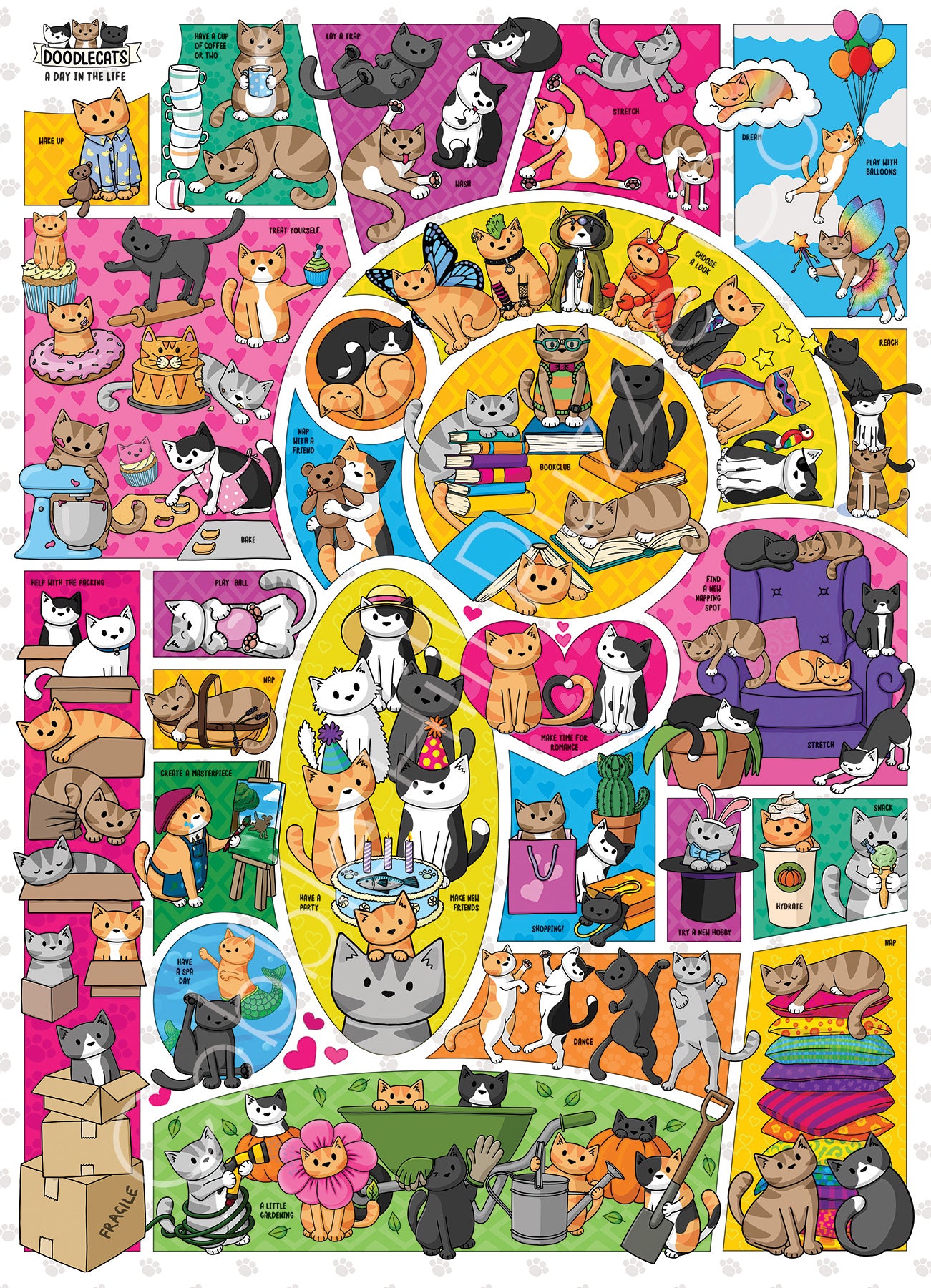 PFG Doodlecats, Beth Wilson (1000pcs) (Usage/Used - PUZZLES FOR GOOD)