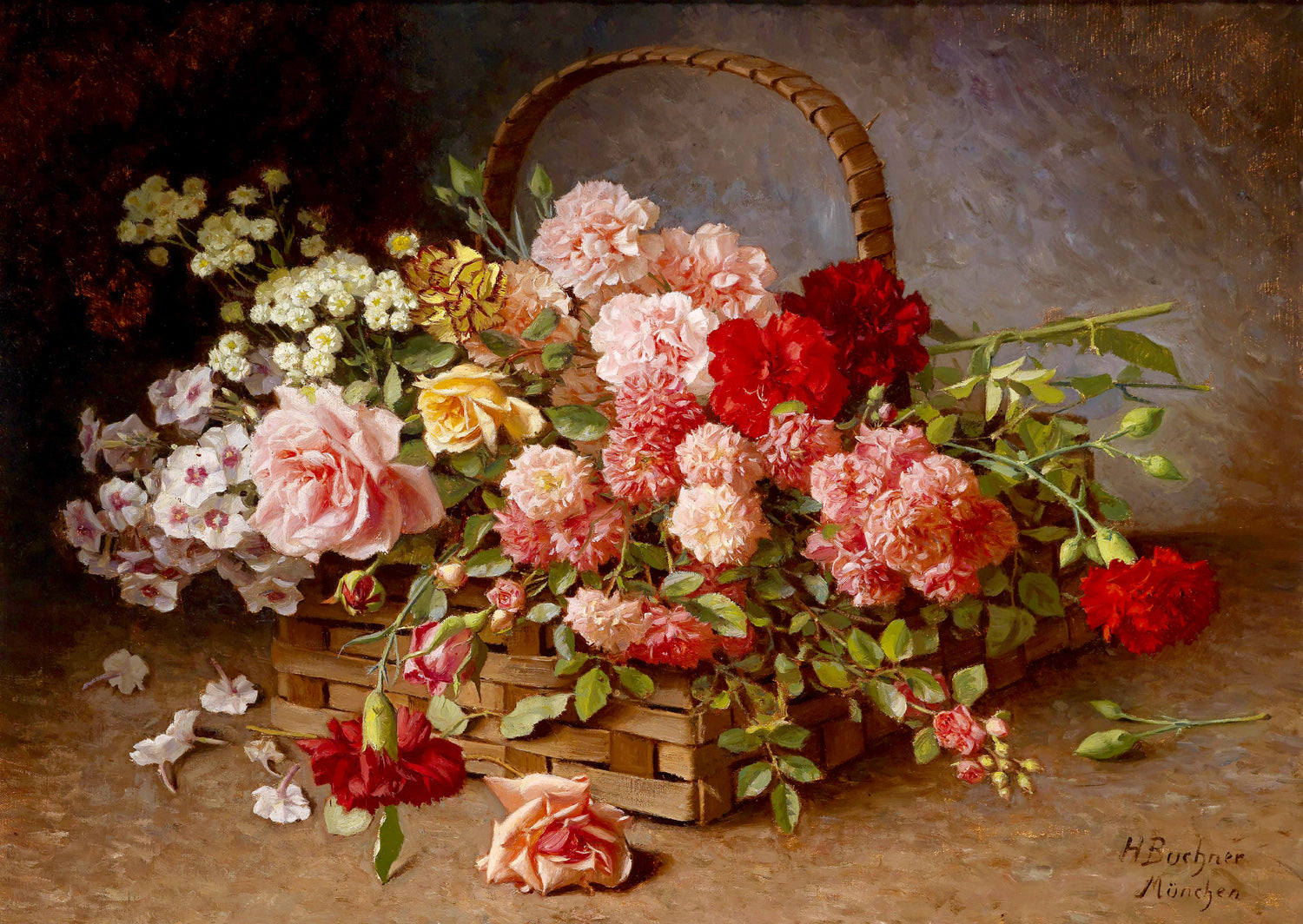 Un panier de roses et d'œillets, Hans Buchner (1000pcs)