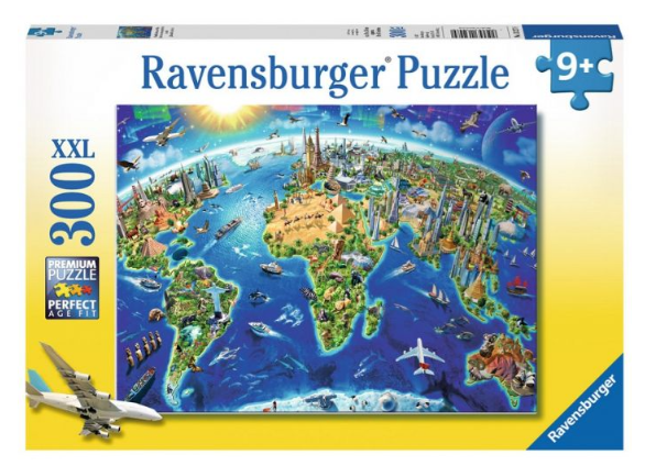 PFG Ravensburger World Landmarks Map, Adrian Chesterman (300 XXL) (Usage/Used _ PUZZLES FOR GOOD)